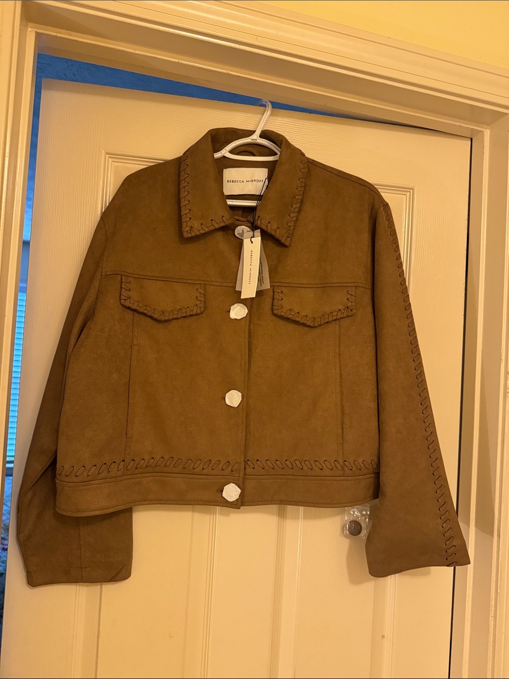 Rebecca Minkoff Tan Faux Suede Whipstitch Jacket